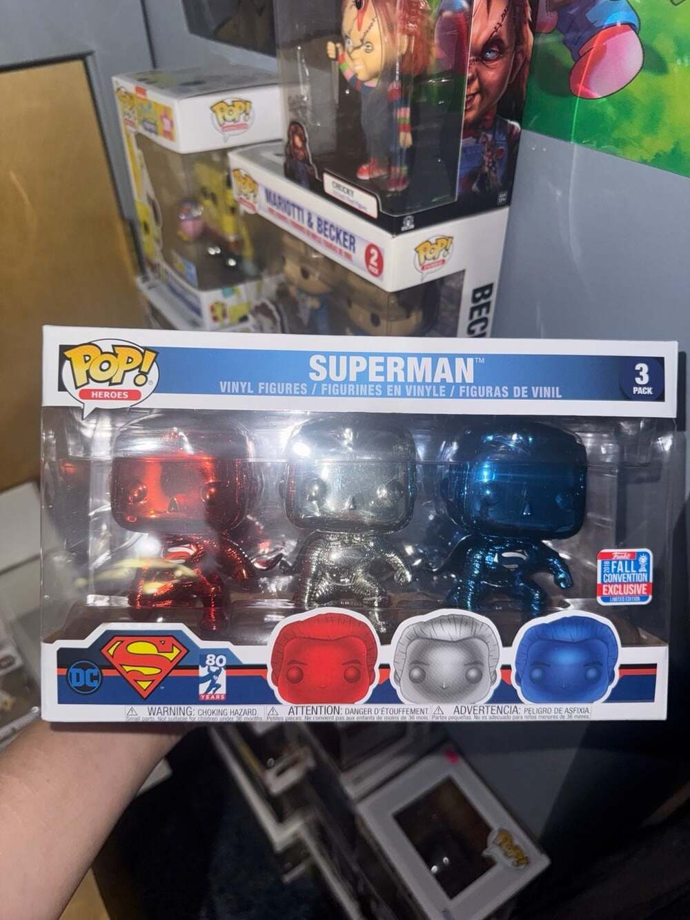 Funko Pop! Heroes Superman 80 Years Chrome 3-Pack 2018 Fall Convention Exclusive